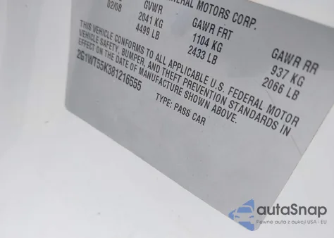 2008 Chevrolet Impala Lt from USA, damaged, VIN 2G1WT55K381216555